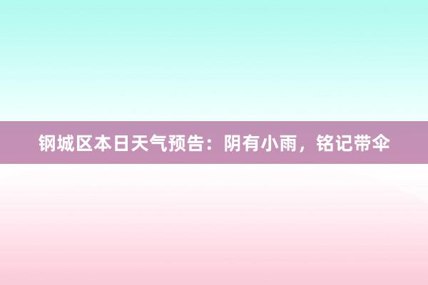 钢城区本日天气预告：阴有小雨，铭记带伞